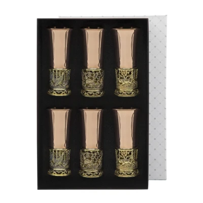 Набор стопок "Охотничий" медный с чернью 6 предметов