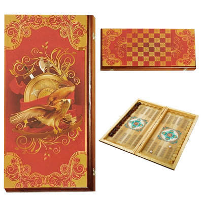 Нарды в деревянной коробке Ястреб