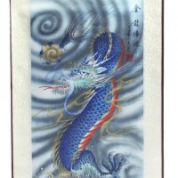 Настенное панно-свиток "Синий дракон"