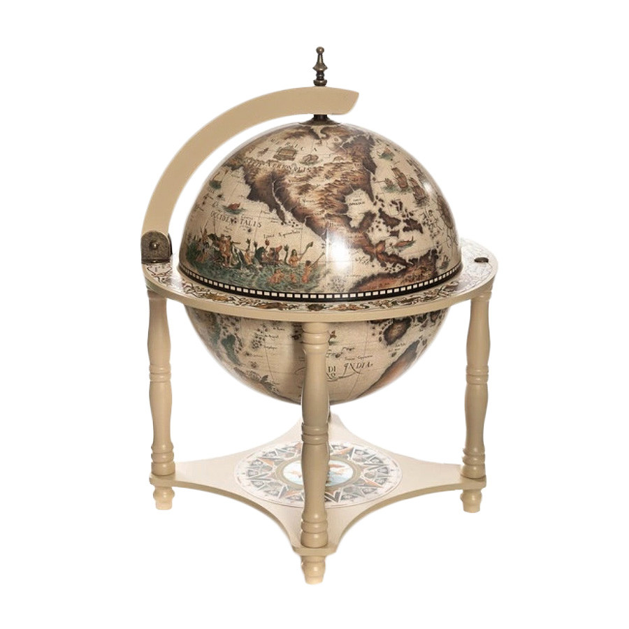 Глобус-бар настольный  d 33 белый белый