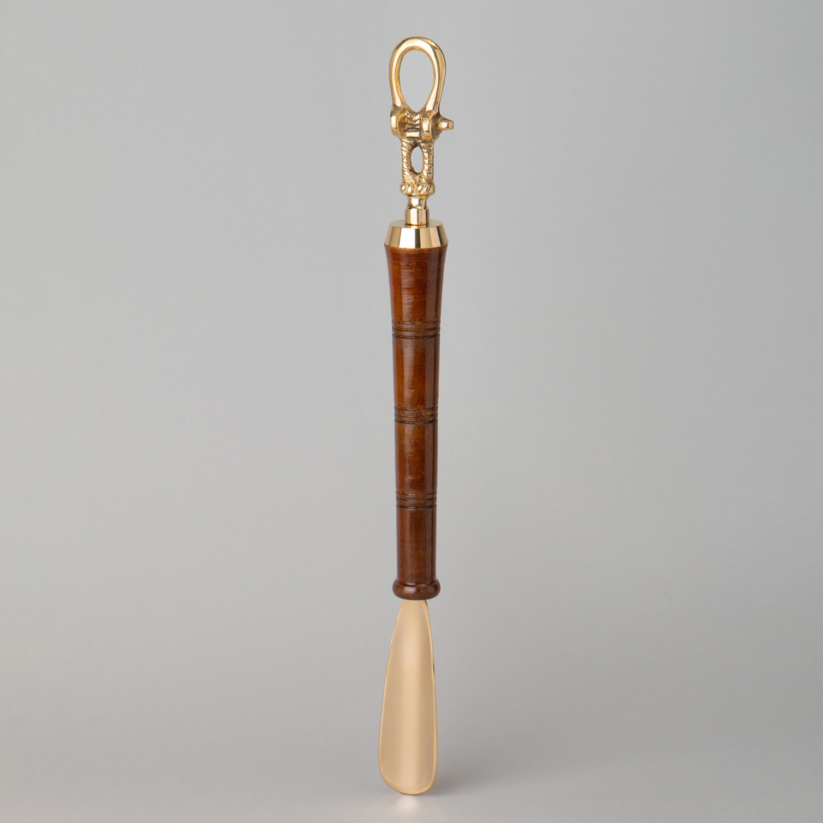 Ложка для обуви "Компактная" (латунь/дерево), 36 см