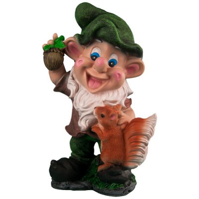 Декоративная садовая фигурка "Эльф с белочкой"