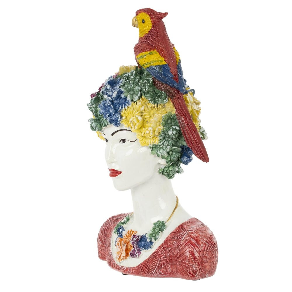 Фигурка декоративная "Девушка с попугаем", L18 W13 H28 см