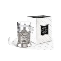 Набор для чая "Самолет Ил" никелированный с чернением