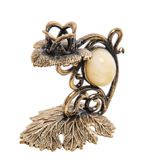 AM-2974/1 Подсвечник "Виноград" (латунь, янтарь)