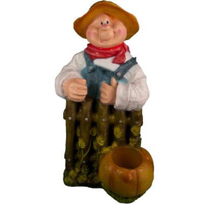 Декоративная садовая фигурка "Дачник у забора"
