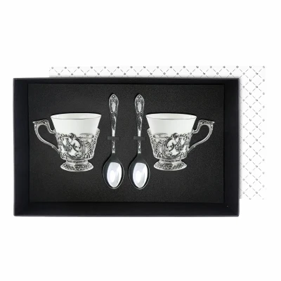 Набор чайных чашек "Фея": ложка, чашка посеребренный с чернением
