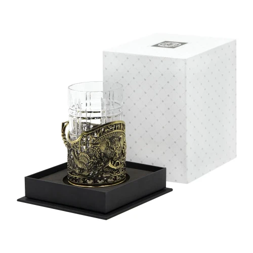 Набор для чая латунный "Кабан" с чернением