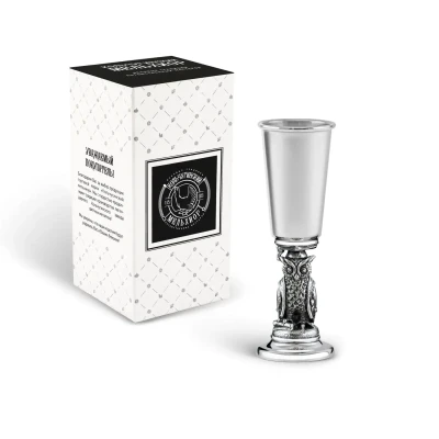 Рюмка "Сова" посеребренная полиров. с черн. Рюмка "Сова" посеребренная полиров. с черн.