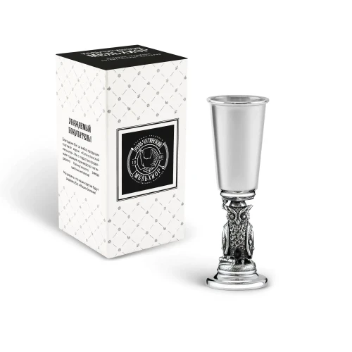 Рюмка "Сова" посеребренная полиров. с черн.