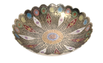 Конфетница латунь резная тёмная цветная эмаль