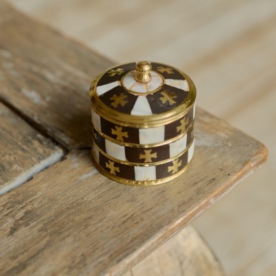 Шкатулка «Крест» латунь резная перламутровая h-8 см