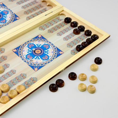 Нарды в деревянной коробке Морские