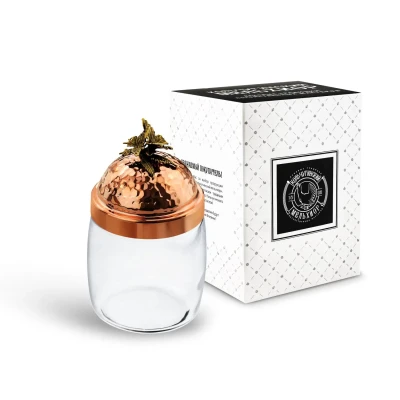 Банка под сыпучие продукты 920 мл. "Бабочки" с медной кованой крышкой