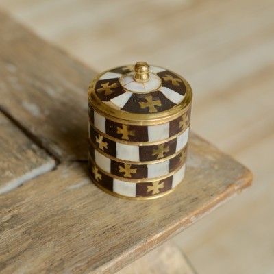 Шкатулка «Крест» латунь резная перламутровая h-8 см