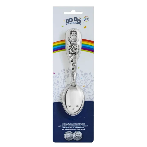 Ложка детская "Божья коровка" посеребренная  с чернением в блистере