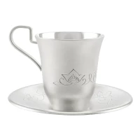 Чашка с блюдцем "Мелодия" из мельхиора с посеребрением