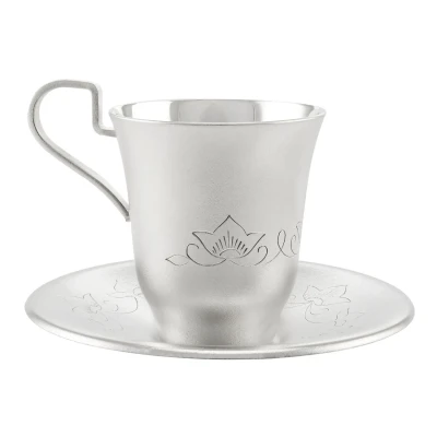 Чашка с блюдцем "Мелодия" из мельхиора с посеребрением