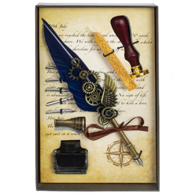 Набор подарочный: ручка перьевая, 5 наконечников, чернильница, воск, печать, держатель, L15,5 W4 H26