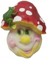 Декоративная садовая фигурка "Мухомор с лягушкой" №2