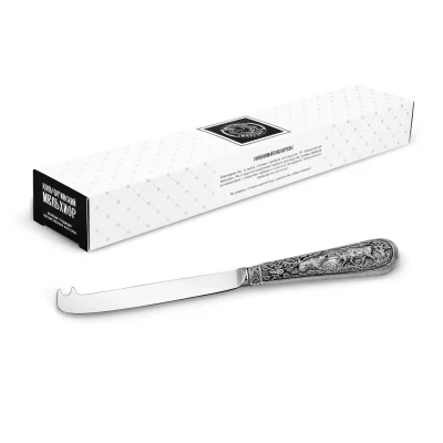 Нож для сыра "Лось" посеребренный полированный с чернением