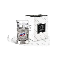 Набор для чая  никелированный с чернением и эмалью  "V"