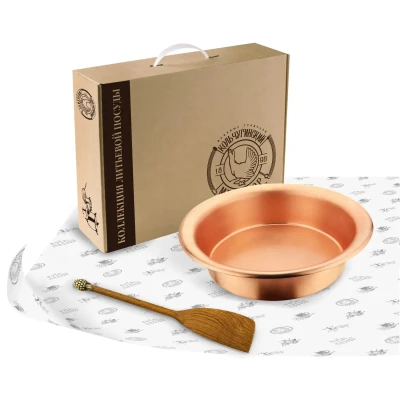 Медный таз с лопаткой для варки варенья "Малина" 3 литра