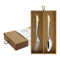 Набор столовый "Герб": вилка и ложка посеребренный с позолотой