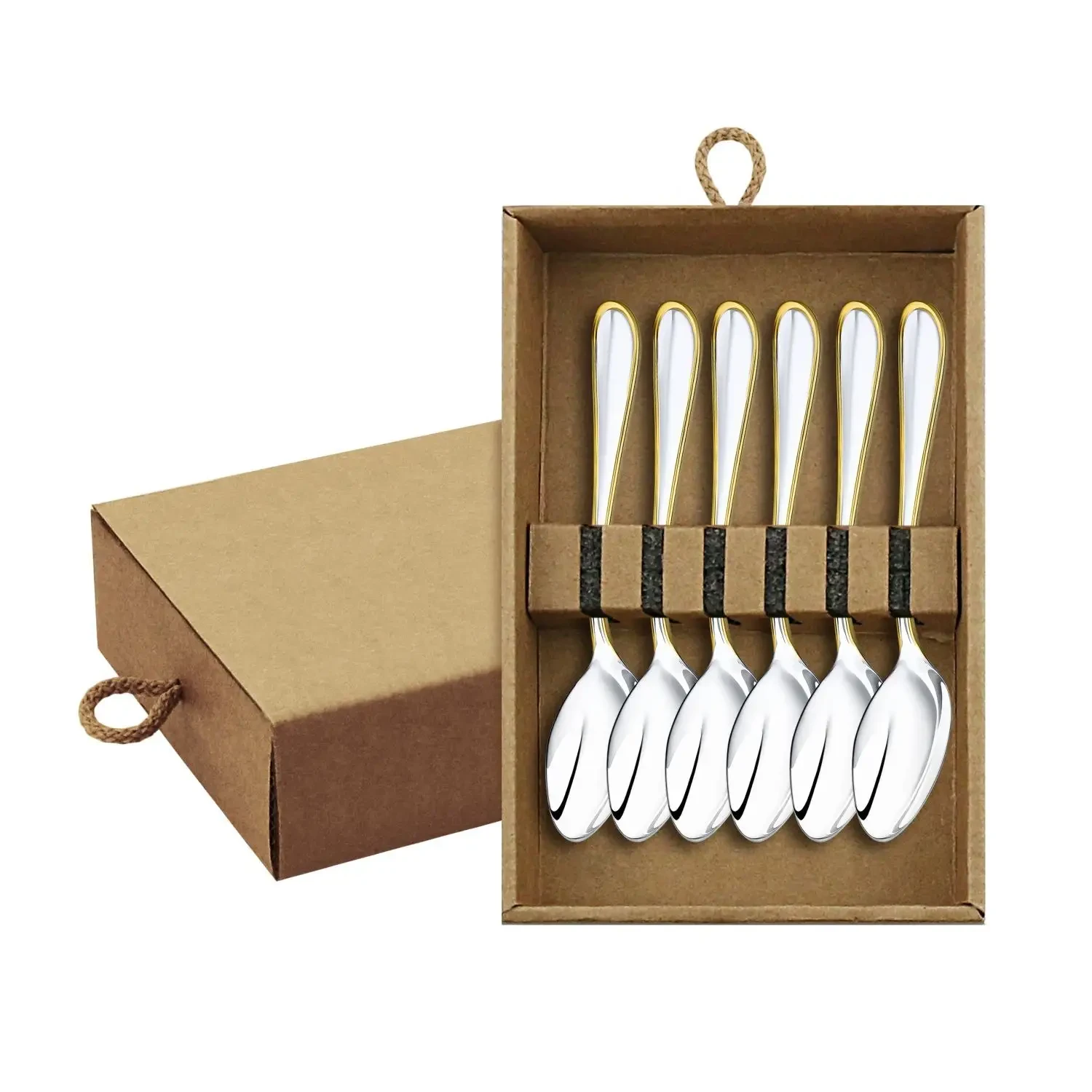 Набор кофейных ложек "Капелька" посеребренный с позолотой Набор кофейных ложек "Капелька" посеребренный с позолотой