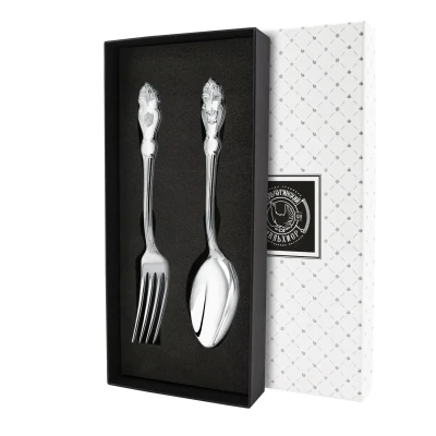 Набор столовый "Герб": вилка и ложка посеребренный
