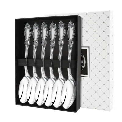 Набор чайных ложек "Серебряная роза" посеребренный с чернением