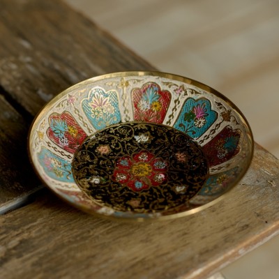 Конфетница латунь резная COLOURED MINAR цветная эмаль h-13 см