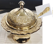 Сахарница латунь резная EMBOSED полированная h-13 см