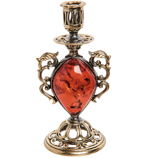 AM-3275 Подсвечник "Канделябр" (латунь, янтарь)