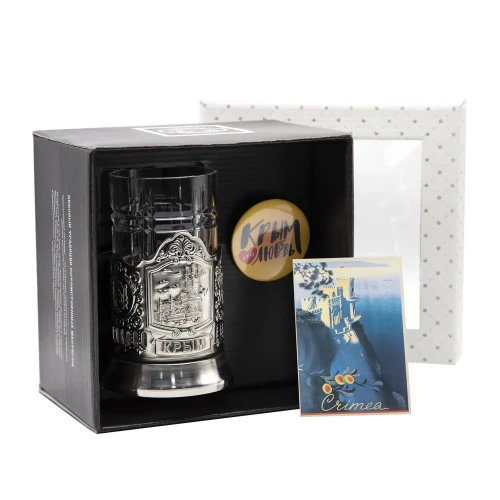 Набор для чая "Крым" никелированный с чернением с открыткой и значком "Крым" Набор для чая "Крым" никелированный с чернением с открыткой и значком "Крым"