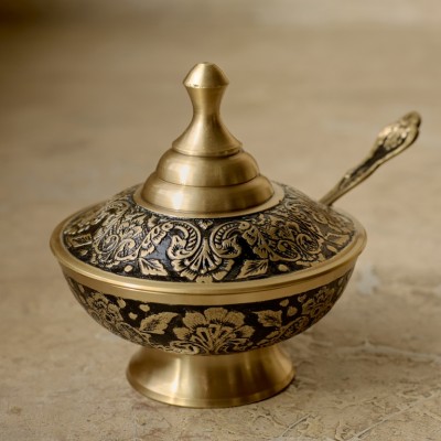 Сахарница латунь резная с чернением h-10 см