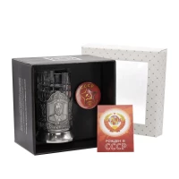 Набор для чая "Сталин" никелированный с чернением с открыткой и значком