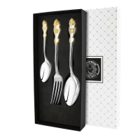 Набор столовый "Герб": вилка, ложка, чайная ложка посеребренный с позолотой