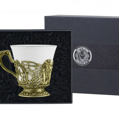 Чашка чайная "Фея" латунная с чернением