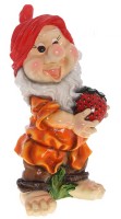 Декоративная садовая фигурка "Гном с клубникой"