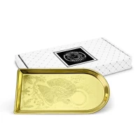 Поднос для чая с гравированным  рисунком "Глухарь" латунный