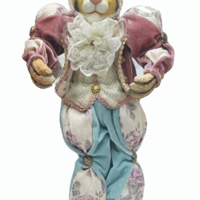 Тигр джентльмен в розовом h49см /ткань-полистоун/