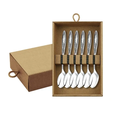 Набор кофейных ложек "Пламя" посеребренный с чернением