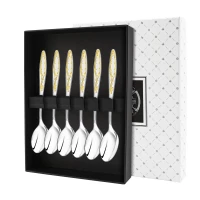 Набор кофейной ложки "Пламя" посеребренный с позолотой