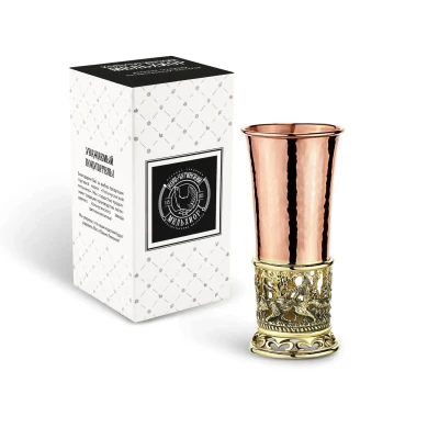 Стопка "Лисья охота" медная кованая с чернением