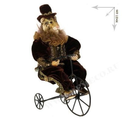 Тигр на велосипеде h 31cм/ ткань-полистоун/