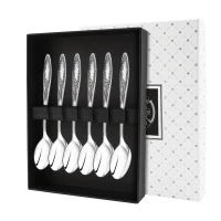 Набор кофейной ложки "Пламя" посеребренный с чернением