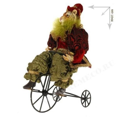 Тигр на велосипеде h 31cм/ ткань-полистоун/