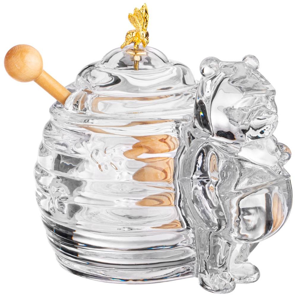 БАНКА ДЛЯ МЕДА С ПАЛОЧКОЙ "МИШКА" 270 МЛ. 17*12.5 СМ. ВЫСОТА=11 СМ. КОЛЛЕКЦИЯ "MUZA" (КОР=8ШТ.)