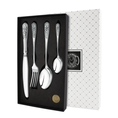 Набор столовый "Визирь": вилка, ложка, нож, чайная ложка посеребренный